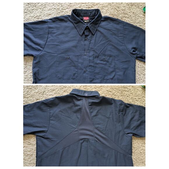 Red Kap Work Shirt Mens L Navy Blue MIMIX Flex Panel Workwear Wicking Ripstop - Picture 6 of 7